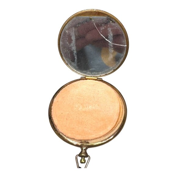 Vintage 1940s Gold Powder Compact Volupte Watchcase Black Tassel Clock READ - Picture 3 of 9